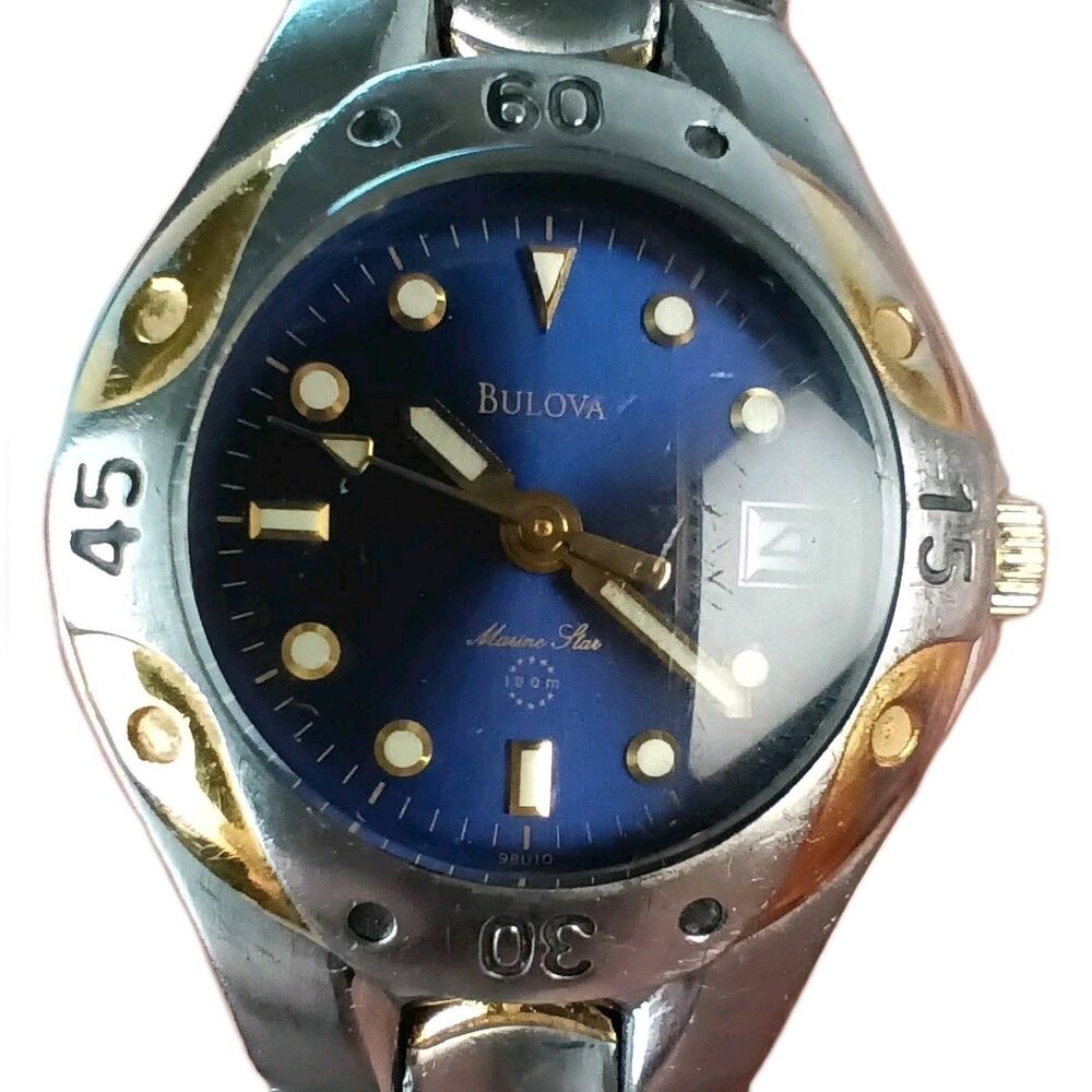 Bulova Marine Star Midnight Blue Unisex 2 Toned Analog Watch + Date Water Resist